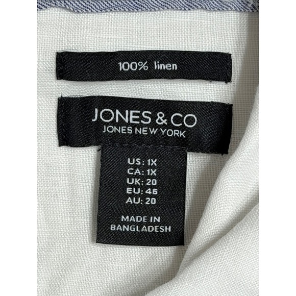 Jones & Co Jones New York White 100% Linen Button Front Trucker Jacket Womens 1X - Picture 4 of 5